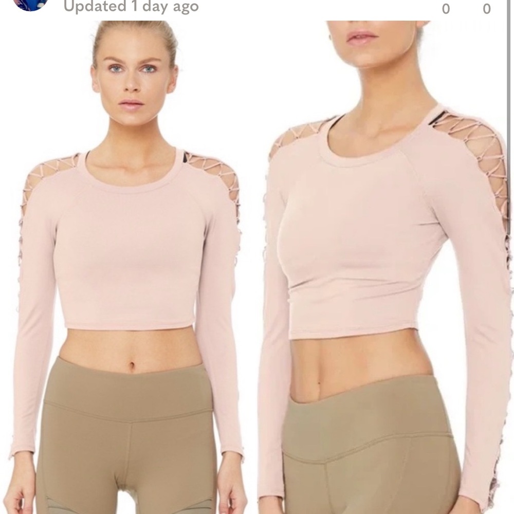 Alo Yoga Highline fitted top nude pale pink Long Sleeve Top